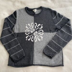 gray patterned grandpa sweater